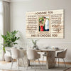 Personalized I Choose You Couple Canvas Wall Art Custom Photo Gift For Anniversary Love Present Husband And Wife