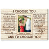 Personalized I Choose You Couple Canvas Wall Art Custom Photo Gift For Anniversary Love Present Husband And Wife