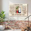 Personalized I Choose You Couple Canvas Wall Art Custom Photo Gift For Anniversary Love Present Husband And Wife