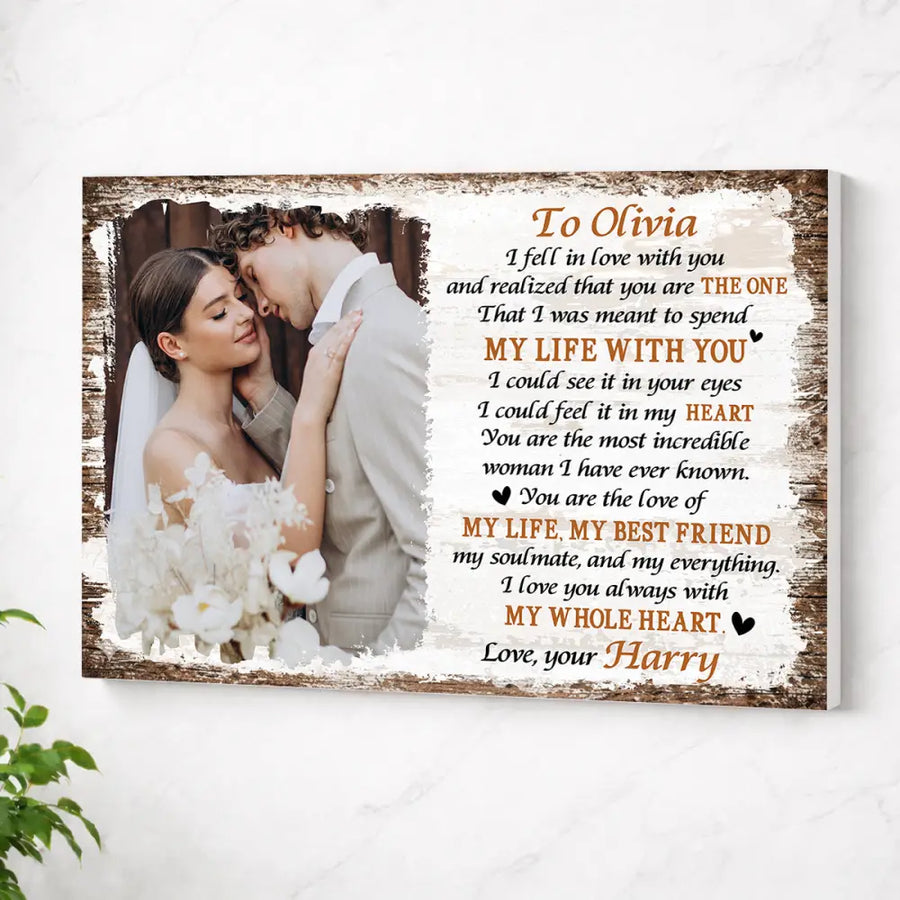 Personalized I Fell In Love With You Canvas Wall Art Custom Photo Couple Anniversary Gift For Husband And Wife