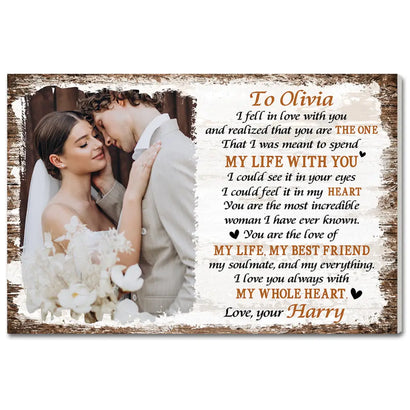 Personalized I Fell In Love With You Canvas Wall Art Custom Photo Couple Anniversary Gift For Husband And Wife
