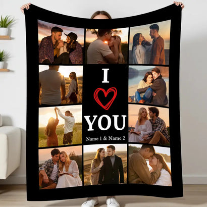 Personalized I Love You Couple Blanket Custom Photo For Boyfriend Or Girlfriend On Valentine’s Day And Anniversary Gift