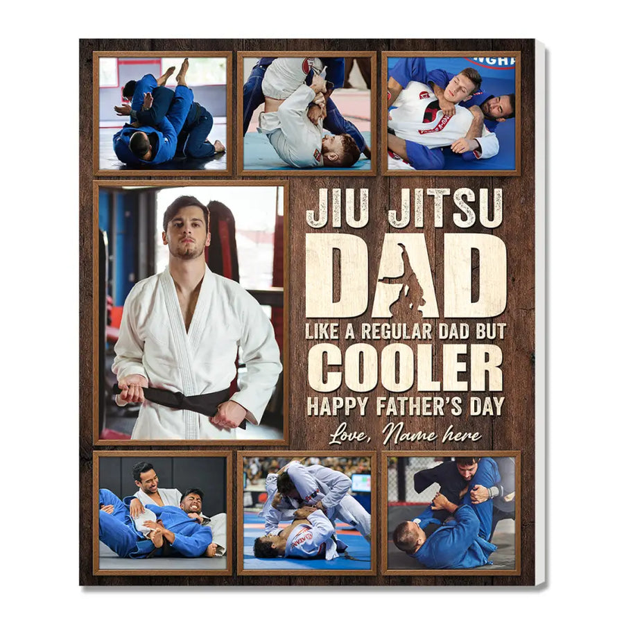 Personalized Jiu Jitsu Dad Like A Regular Canvas Custom Photo Wall Art Gift for on Fathers Day or Birthday - 11x14