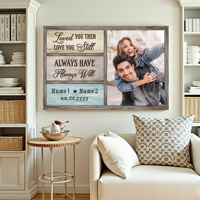 Personalized Love You Then Canvas - Custom Photo & Name Couple Wall Art - 12x9