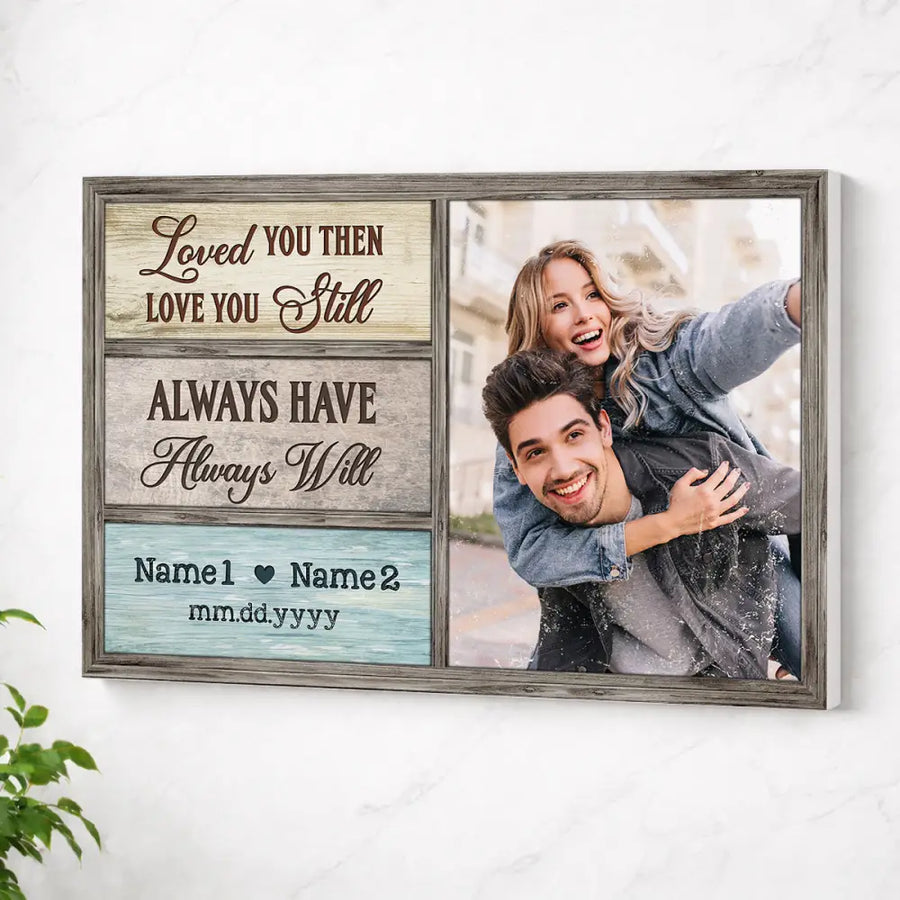 Personalized Love You Then Canvas - Custom Photo & Name Couple Wall Art - No Frame / 12x9