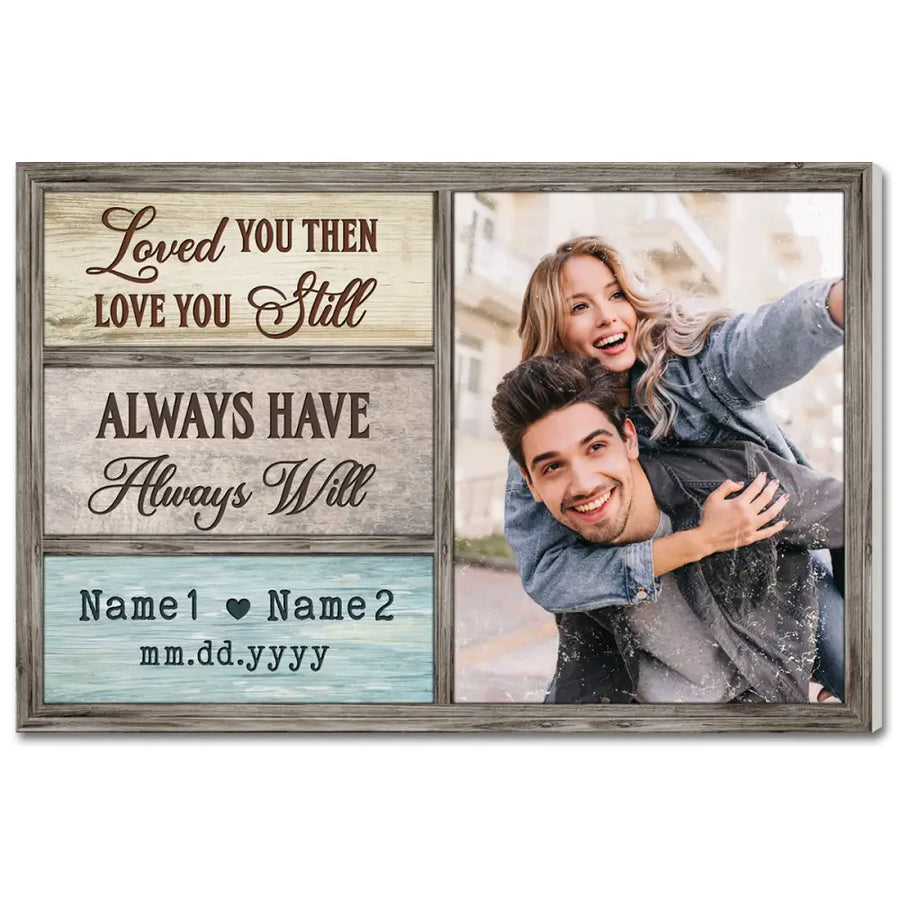 Personalized Love You Then Canvas - Custom Photo & Name Couple Wall Art - 12x9