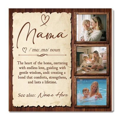 Personalized Mama Definition Canvas Custom Photo Wall Art Gift for Mother’s Day or Birthday - 12x12