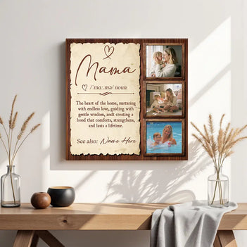 Personalized Mama Definition Canvas Custom Photo Wall Art Gift for Mother’s Day or Birthday - 12x12