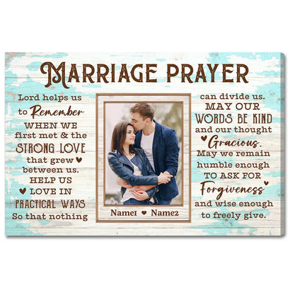 Personalized Marriage Prayer Canvas Wall Art Custom Photo Anniversary Gift For Husband And Wife Couple Decor Keepsake