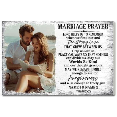 Personalized Marriage Prayer Canvas Wall Art Custom Photo Couple Anniversary Husband And Wife Romantic Gift