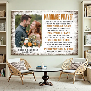 Personalized Marriage Prayer Lord Helps Us To Remember Canvas Wall Art Custom Photo Couple For Husband And Wife