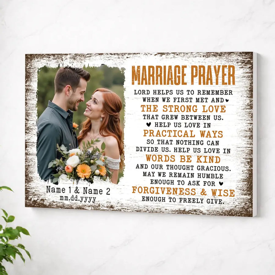 Personalized Marriage Prayer Lord Helps Us To Remember Canvas Wall Art Custom Photo Couple For Husband And Wife