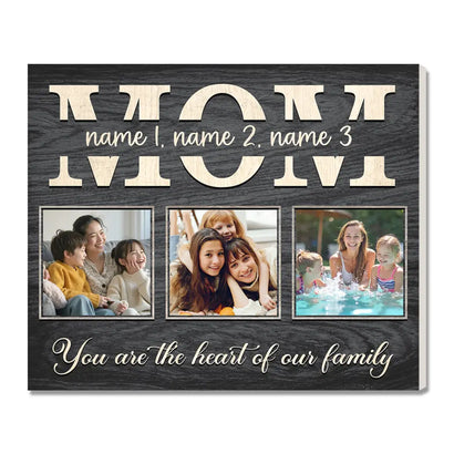 Personalized Mom You Are The Heart Of Our Family Canvas Wall Art Custom Photo Gift For Mother’s Day Birthday Form Son
