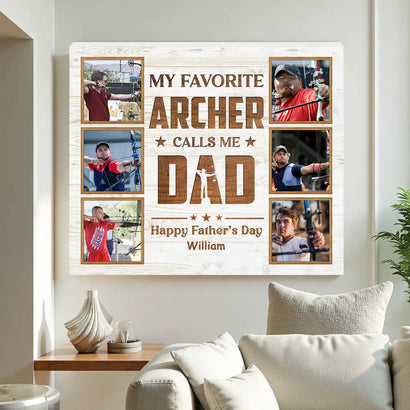 Personalized My Favorite Archer Calls Me Dad Canvas Wall Art Custom Photo Gift For Father’s Day And Birthday From Son