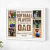 Personalized My Favorite Softball Player Calls Me Dad Canvas Wall Art Custom Photo Artwork Father’s Day Birthday Gift
