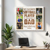 Personalized My Favorite Softball Player Calls Me Dad Canvas Wall Art Custom Photo Artwork Father’s Day Birthday Gift