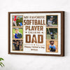 Personalized My Favorite Softball Player Calls Me Dad Canvas Wall Art Custom Photo Artwork Father’s Day Birthday Gift