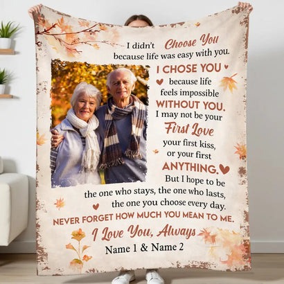 Personalized Old Couple Blanket Custom Photo Anniversary Memory Gift Mom And Dad From Kids - 30x40