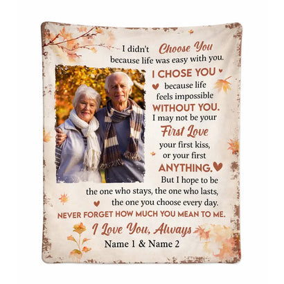 Personalized Old Couple Blanket Custom Photo Anniversary Memory Gift Mom And Dad From Kids - 30x40