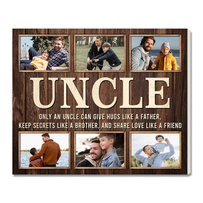 Personalized Only an Uncle Can Give Hugs Canvas Custom Photo Wall Art Gift For On Birthday Or Father’s Day