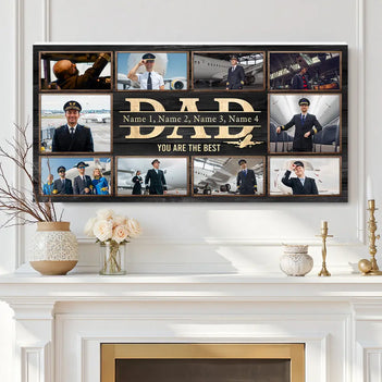 Personalized Pilot Dad Canvas Custom Photo Wall Art Father’s Day Gift for Aviation Father - 20x10