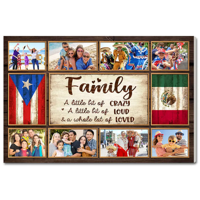 Personalized Puerto Rican Mexican Family Canvas Wall Art Custom Photo Collage Gift With Rico Mexico Flag