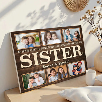 Personalized Sister Canvas Custom Photo Gift for Big from Brother or Birthday Christmas Present - 14x11