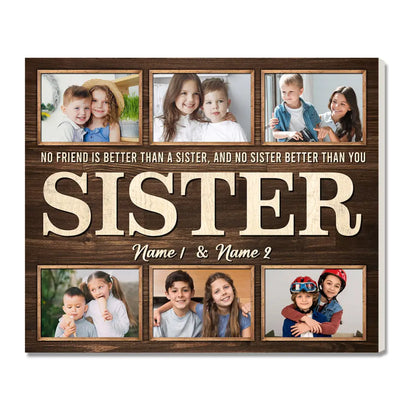 Personalized Sister Canvas Custom Photo Gift for Big from Brother Birthday or Christmas Present