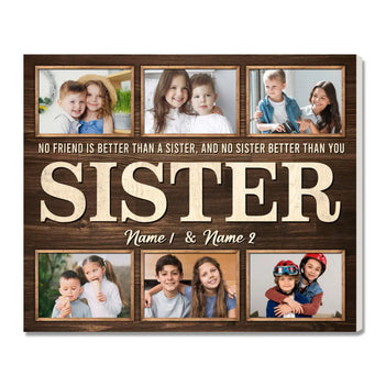Personalized Sister Canvas Custom Photo Gift for Big from Brother or Birthday Christmas Present - 14x11