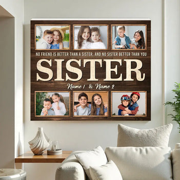 Personalized Sister Canvas Custom Photo Gift for Big from Brother Birthday or Christmas Present