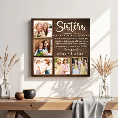 Personalized Sisters Definition Canvas Custom Photo Gift for Sister or Bestie Birthday Christmas Present - 12x12
