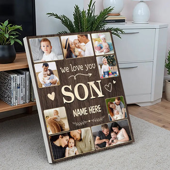 Personalized Son We Love You Canvas Custom Photo Wall Art Gift For On Birthday Or Special Moments - 11x14