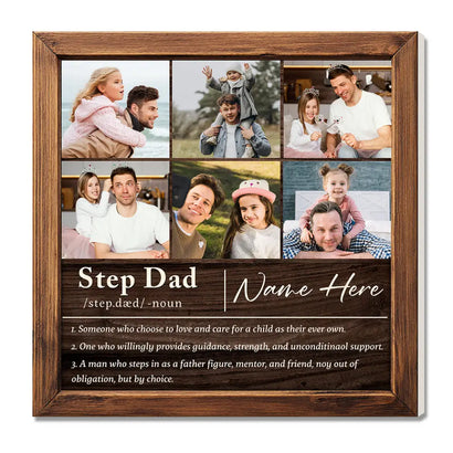 Personalized Stepdad Definition Canvas Custom Photo Gift for Father’s Day or Birthday Present - 12x12