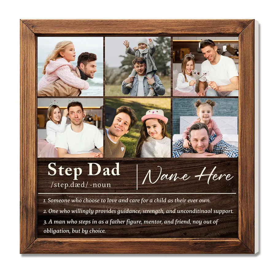 Personalized Stepdad Definition Canvas Custom Photo Gift for Father’s Day or Birthday Present - 12x12