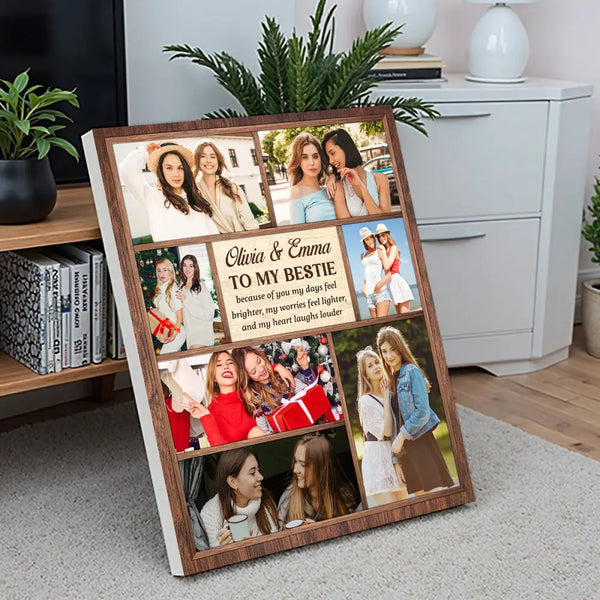 Personalized To My Bestie Canvas Custom Photo Wall Art Gift for Best Friends and BFFs - 11x14