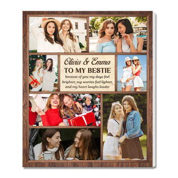 Personalized To My Bestie Canvas Custom Photo Wall Art Gift for Best Friends and BFFs - 11x14