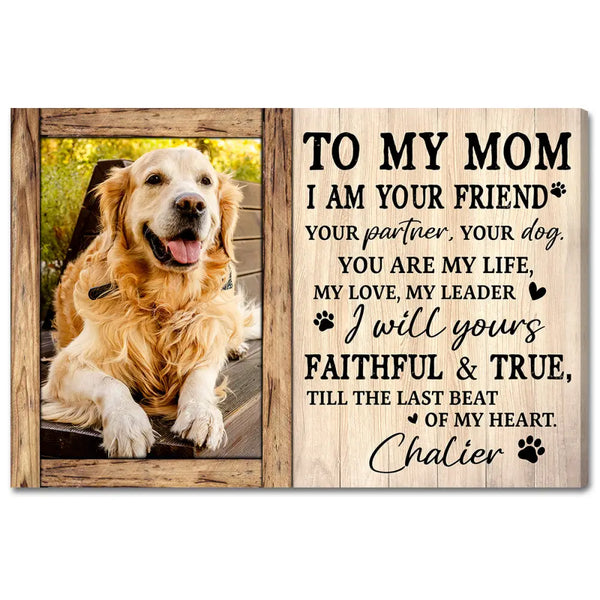 Personalized To My Dog Mom Canvas Wall Art Custom Photo Gift For Mothers Day Lovers