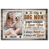 Personalized To My Dog Mom Thank You For Being Mommy Canvas Custom Photo Gift Mother’s Day Lovers