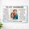 Personalized To My Husband Canvas Wall Art Custom Photo Couple Love Anniversary Gift For And Wife - No Frame / 12x9