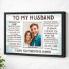 Personalized To My Husband Canvas Wall Art Custom Photo Couple Love Anniversary Gift For And Wife - Black Frame / 12x9