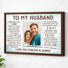Personalized To My Husband Canvas Wall Art Custom Photo Couple Love Anniversary Gift For And Wife - Brown Frame / 12x9