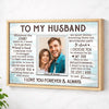 Personalized To My Husband Canvas Wall Art Custom Photo Couple Love Anniversary Gift For And Wife - Natural Frame