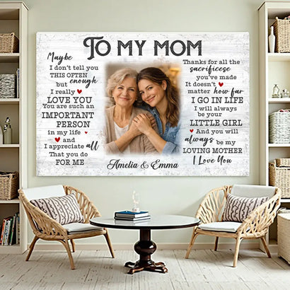Personalized To My Mom Canvas Wall Art Custom Photo Mother And Daughter Memory Decor Mother’s Day Gift