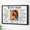 Personalized To My Mom Canvas Wall Art Custom Photo Mother And Daughter Memory Decor Mother’s Day Gift For - Black