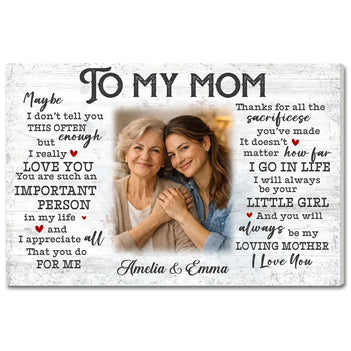 Personalized To My Mom Canvas Wall Art Custom Photo Mother And Daughter Memory Decor Mother’s Day Gift