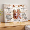 Personalized To My Mom Canvas Wall Art For Mother And Daughter Custom Photo Gift Loving On Mother’s Day