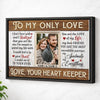 Personalized To My Only Love Canvas - Custom Couple Wall Art Anniversary Gift - Black Frame / 12x9