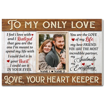 Personalized To My Only Love Canvas - Custom Couple Wall Art Anniversary Gift - 12x9