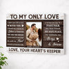 Personalized To My Only Love Canvas - Custom Couple Wall Art Romantic Anniversary Gift - No Frame / 12x9