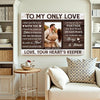 Personalized To My Only Love Canvas - Custom Couple Wall Art Romantic Anniversary Gift